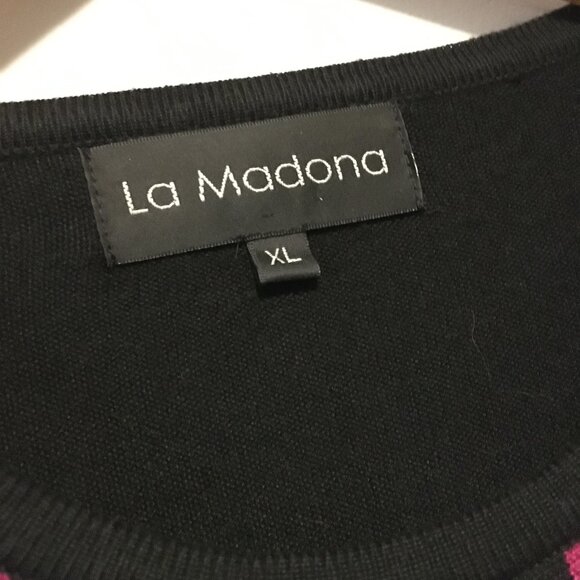 Vintage La Madona Faux Leather Shoulder Punk Sweater - Picture 7 of 12